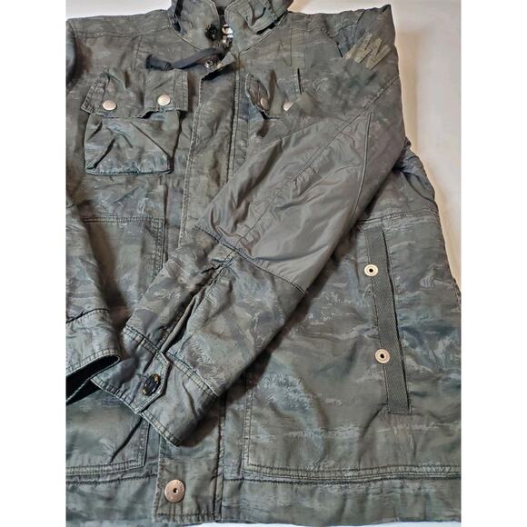 G-Star Raw Ospak Quilted Military Jacket Charcoal Camo Full Zip Mens Large - Picture 11 of 12